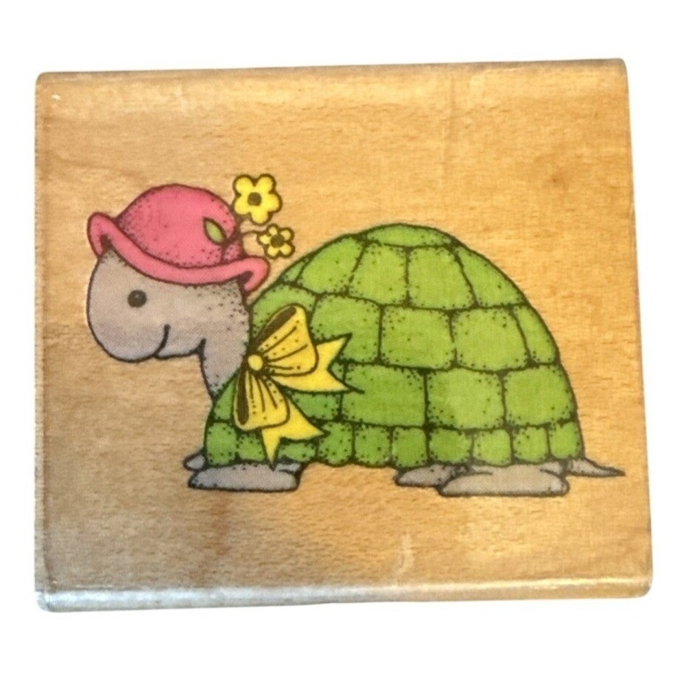 Hero Arts C412 Flower Turtle Tortoise Garden Rubber Stamp Vintage 1992